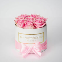 Load image into Gallery viewer, White Mini Box with pink Eternity Roses | The Prestige Roses Spain