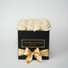 Load image into Gallery viewer, Black Square Box with white Eternity Roses | The Prestige Roses Spain
