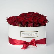 Load image into Gallery viewer, White Heart Box with red Eternity Roses | The Prestige Roses Spain