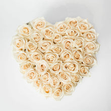 Load image into Gallery viewer, Black Heart Box with white Eternity Roses | The Prestige Roses Spain