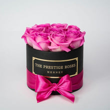 Load image into Gallery viewer, Black Mini Box with pink Eternity Roses | The Prestige Roses Spain