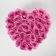 Load image into Gallery viewer, Black Heart Box with pink Eternity Roses | The Prestige Roses Spain