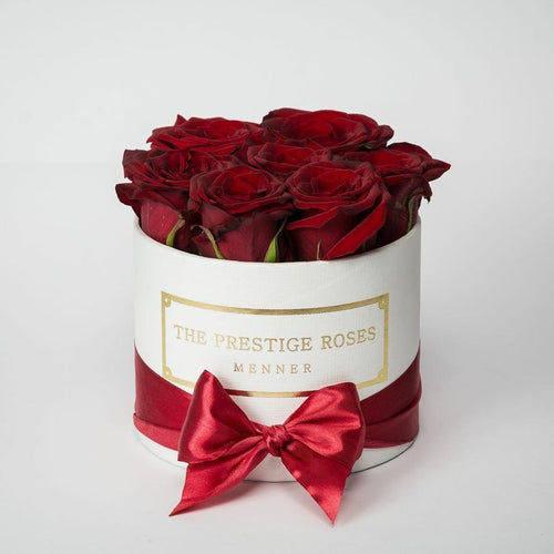 White Mini Box with red Eternity Roses | The Prestige Roses Spain