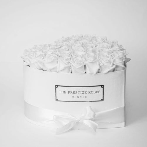 White Heart Box with Eternity Roses Clients Style | The Prestige Roses Spain