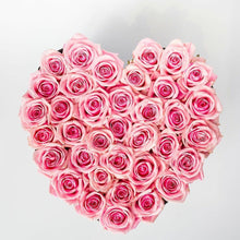 Load image into Gallery viewer, Black Heart Box with pink Eternity Roses | The Prestige Roses Spain