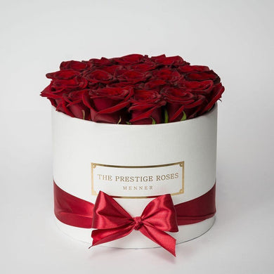 White Medium Box with red  Eternity Roses | The Prestige Roses Spain