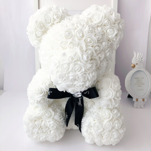 Teddyrose white 40 cm made from Eternity Roses - The Prestige Roses Spain