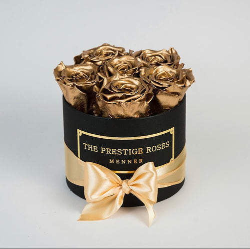 Black Mini Box with Gold Eternity Roses | The Prestige Roses Spain