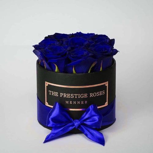 Black Mini Box with blue eternity Roses | The Prestige Roses Spain